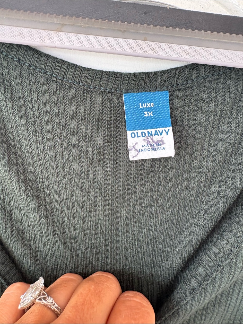 Old Navy Ribbed V-Neck Short Sleeve Top - Olive Green - Picture 3 of 4